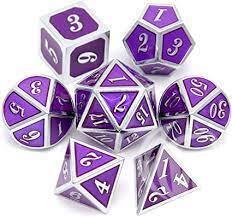 Purple Metal Dice with Silver Trim